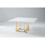 Square White Lacquer Tabletop with Medal Base