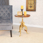 Carolina Living Regan Adjustable Accent Table - Chestnut Top - Black Base