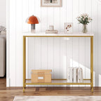 2 Tier Retro Console Table with MDF Shelf Storage - 41.3