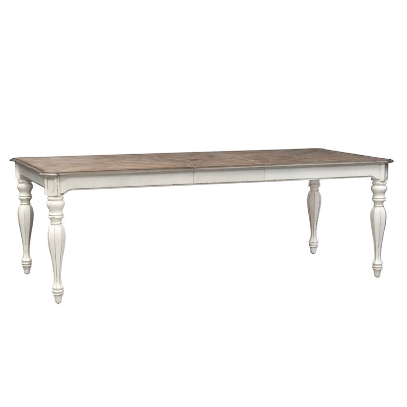 Magnolia Manor Antique White Weathered Bark Opt 7 Piece Leg Table Set