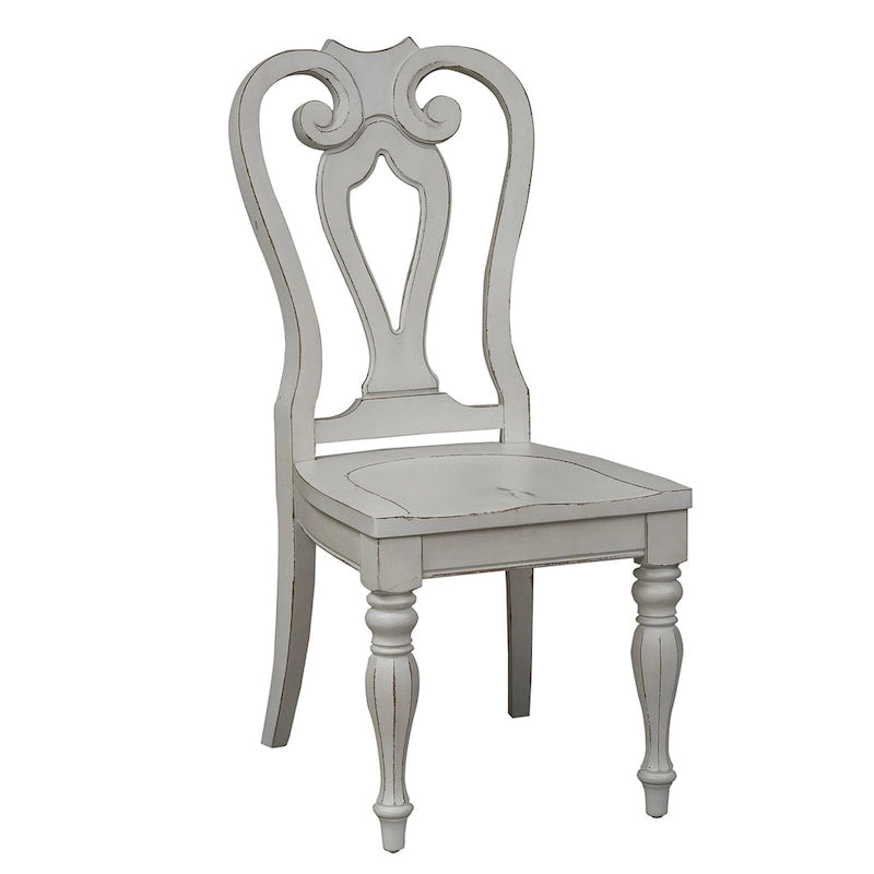 Magnolia Manor Antique White Weathered Bark Opt 7 Piece Leg Table Set