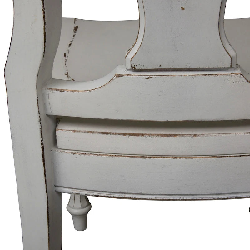 Magnolia Manor Antique White Weathered Bark Opt 7 Piece Leg Table Set