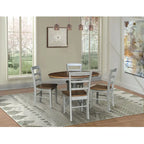 36 Round Top Pedestal Ext Table with 12 Leaf and 4 Madrid Chairs