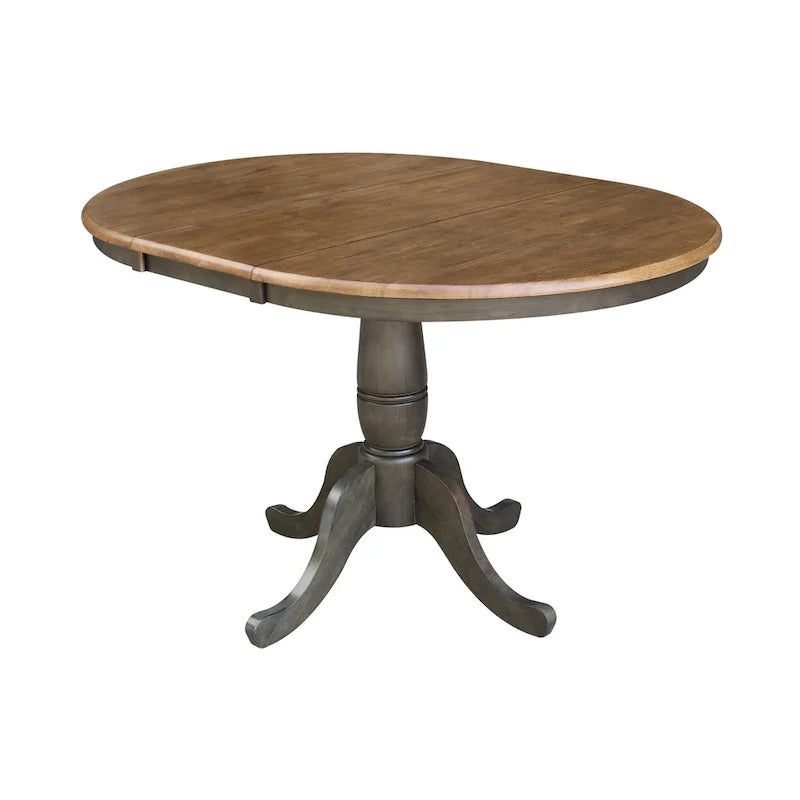 36 Round Top Pedestal Ext Table with 12 Leaf and 4 Madrid Chairs