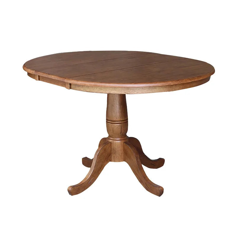 36 Round Top Pedestal Ext Table with 12 Leaf and 4 Madrid Chairs