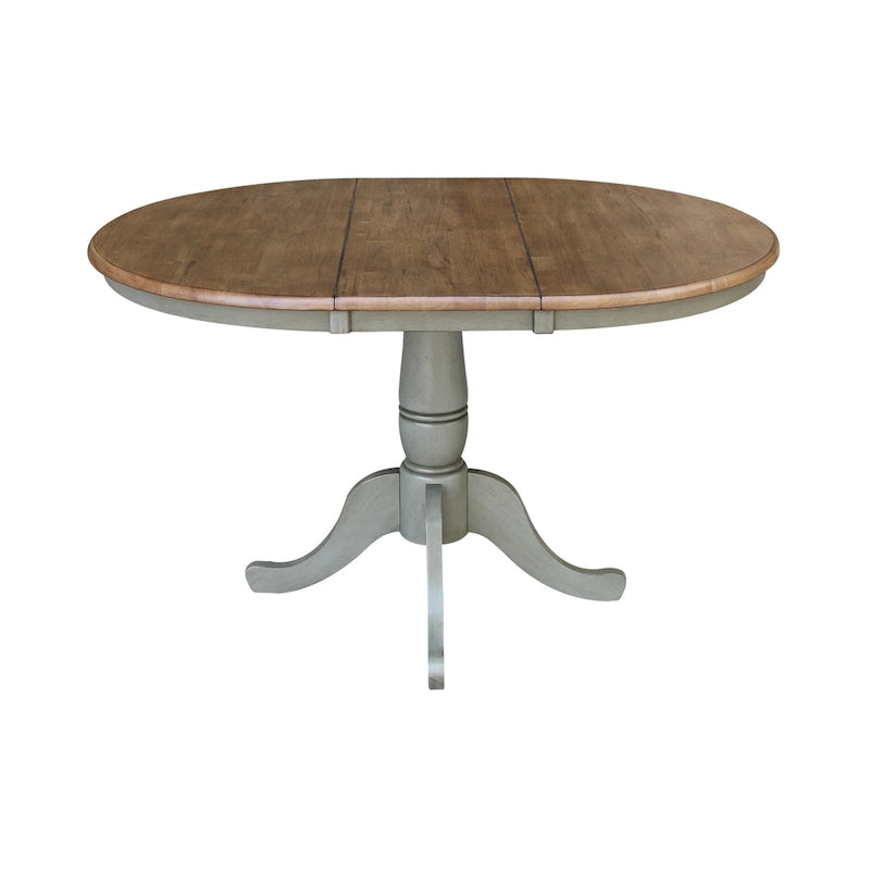 36 Round Top Pedestal Ext Table with 12 Leaf and 4 Madrid Chairs