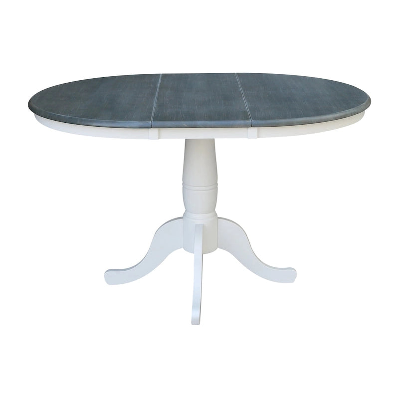 36 Round Top Pedestal Ext Table with 12 Leaf and 4 Madrid Chairs