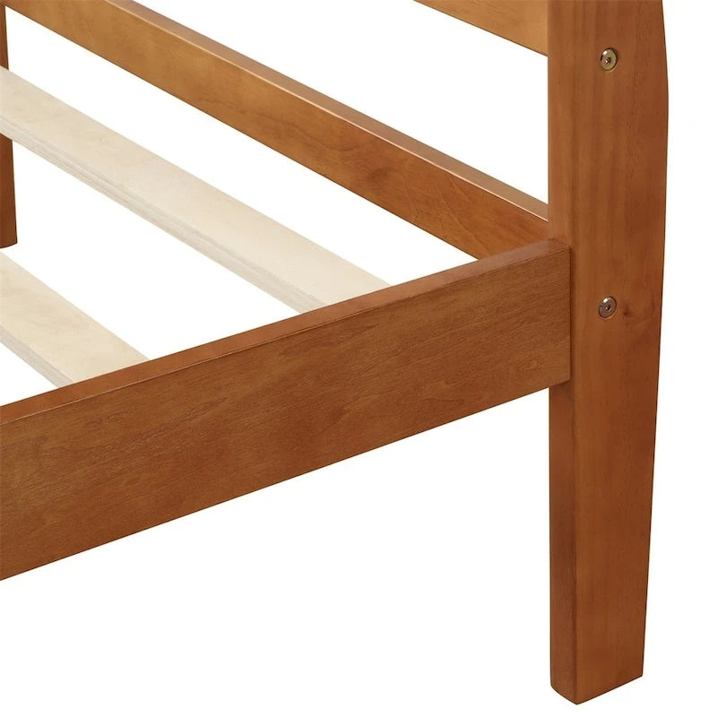 Wood Twin Sleigh Bed with Headboard and Footboard