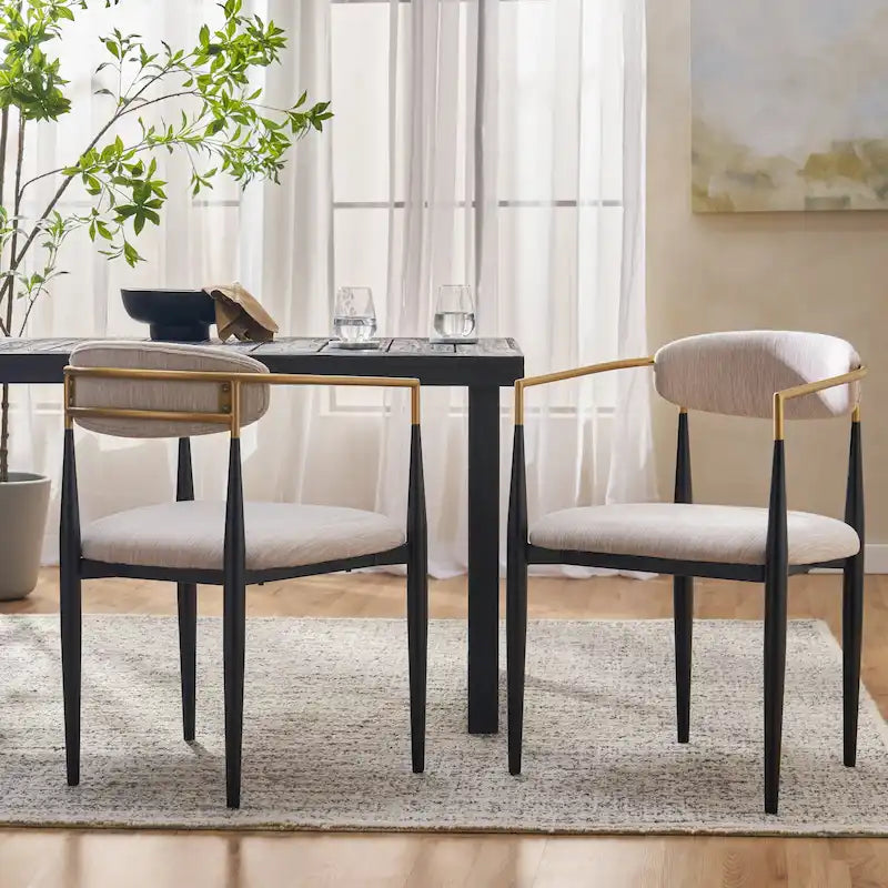 Modern Industrial Elmore Upholstered Dining Chairs (Set of 2) with Iron Frame by Christopher Knight Home