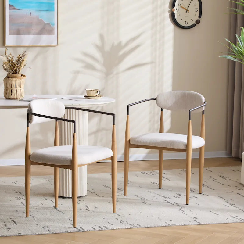 Modern Industrial Elmore Upholstered Dining Chairs (Set of 2) with Iron Frame by Christopher Knight Home