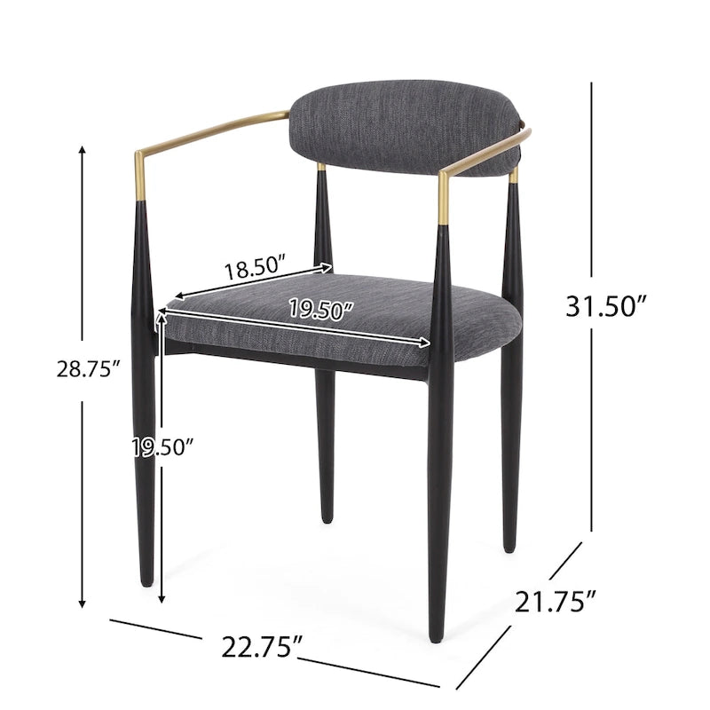 Modern Industrial Elmore Upholstered Dining Chairs (Set of 2) with Iron Frame by Christopher Knight Home