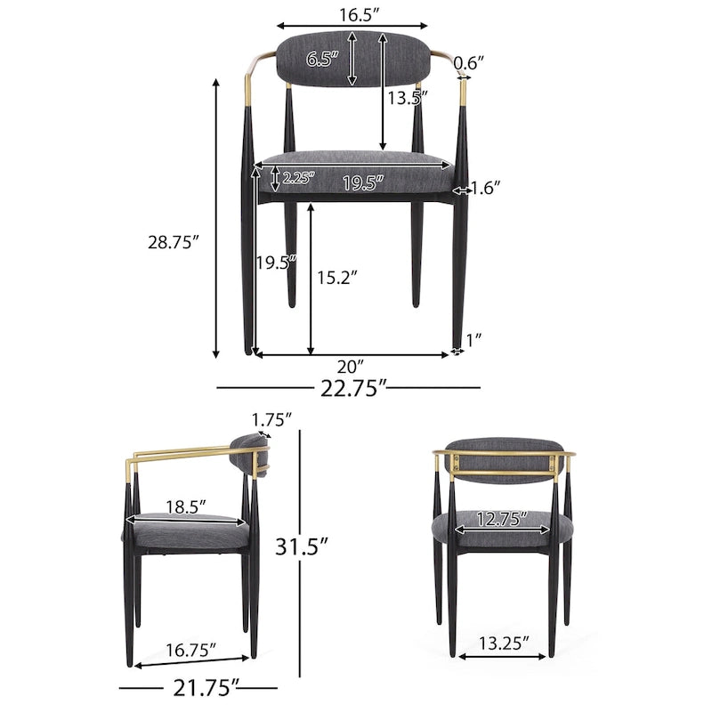 Modern Industrial Elmore Upholstered Dining Chairs (Set of 2) with Iron Frame by Christopher Knight Home