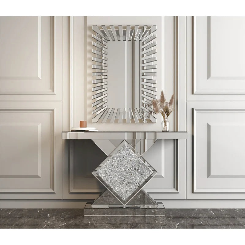 Modern Console Table with Crushed Diamond Inlay