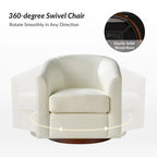 Haley Modern Swivel Barrel Faux Leather Chair with Solid Wood Base Set of 2 by HULALA HOME