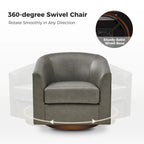 Haley Modern Swivel Barrel Faux Leather Chair with Solid Wood Base Set of 2 by HULALA HOME