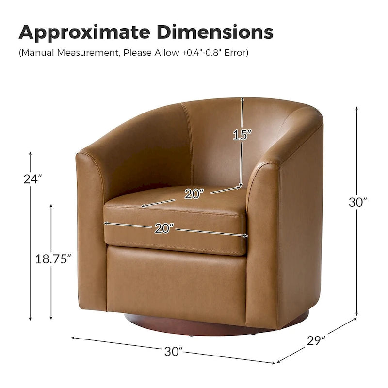 Haley Modern Swivel Barrel Faux Leather Chair with Solid Wood Base Set of 2 by HULALA HOME