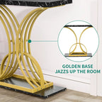 Modern Gold Console Sofa Table with Marbling Top for Entryway Hallway