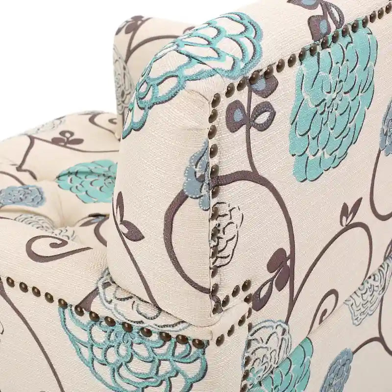 Harrison Floral Fabric Tufted Club Chair by Christopher Knight Home - 28.00 L x 29.50 W x 33.50 H