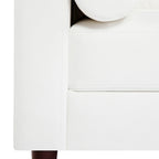 Modern Genuine Leather Sofa with Wooden Legs & Additional Bolster Pillow