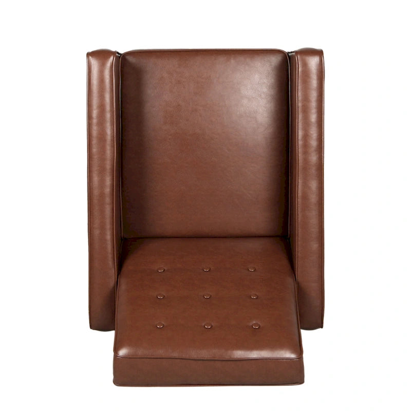 Mervynn Faux Leather Mid-Century Button Tufted Recliner by Christopher Knight Home