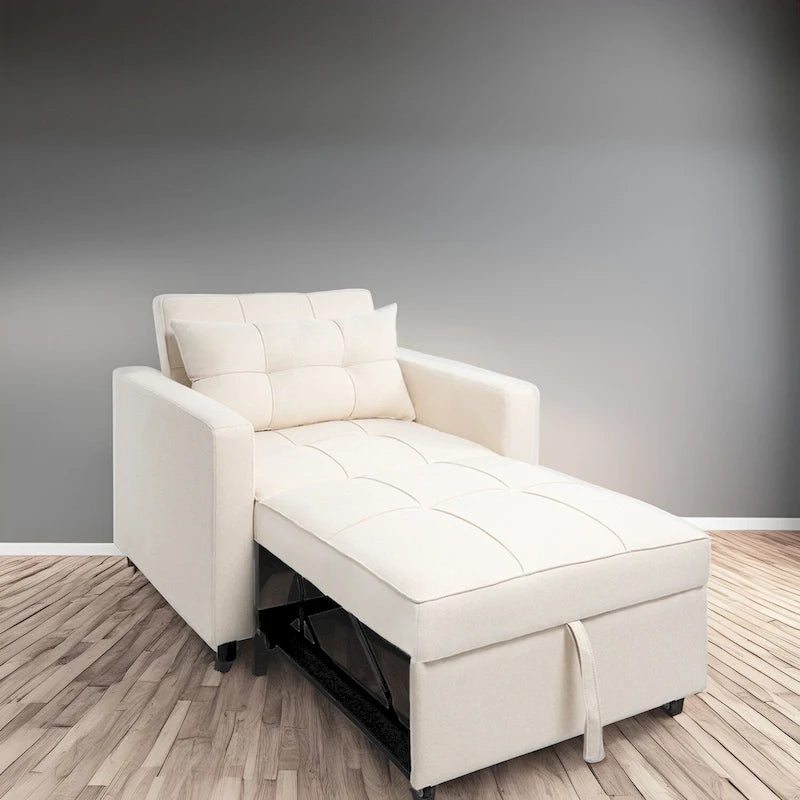 3-in-1 Convertible Recliner Chair Bed - Modern Upholstered Foldable Sleeper Lounge Sofa for Small Spaces