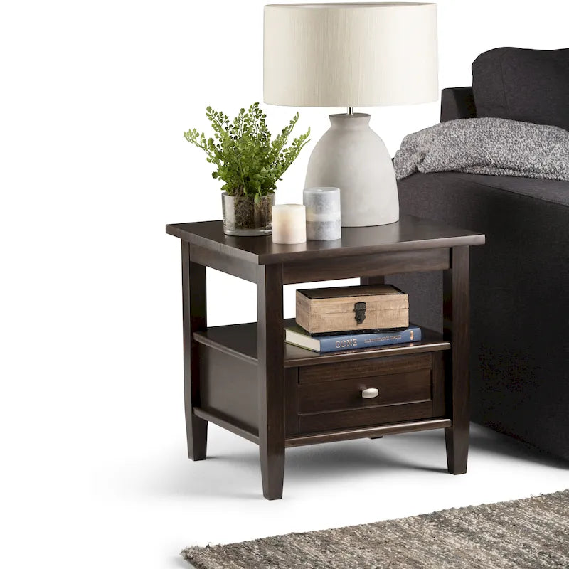 WYNDENHALL Norfolk SOLID WOOD 20 inch Wide Rectangle Transitional End Side Table - 20 inch Wide