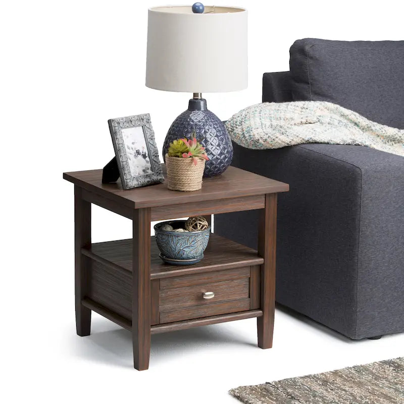 WYNDENHALL Norfolk SOLID WOOD 20 inch Wide Rectangle Transitional End Side Table - 20 inch Wide