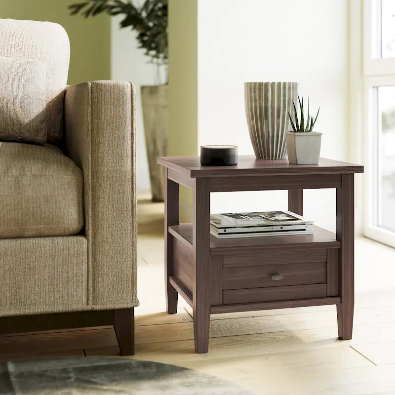 WYNDENHALL Norfolk SOLID WOOD 20 inch Wide Rectangle Transitional End Side Table - 20 inch Wide