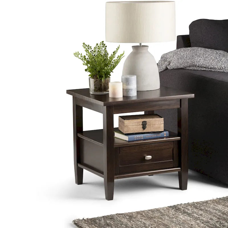 WYNDENHALL Norfolk SOLID WOOD 20 inch Wide Rectangle Transitional End Side Table - 20 inch Wide