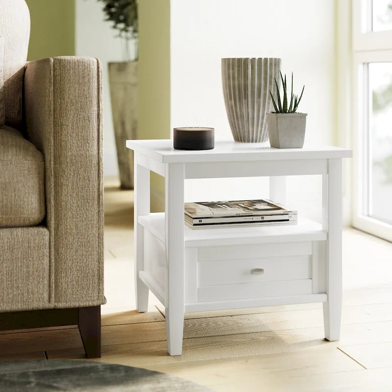 WYNDENHALL Norfolk SOLID WOOD 20 inch Wide Rectangle Transitional End Side Table - 20 inch Wide