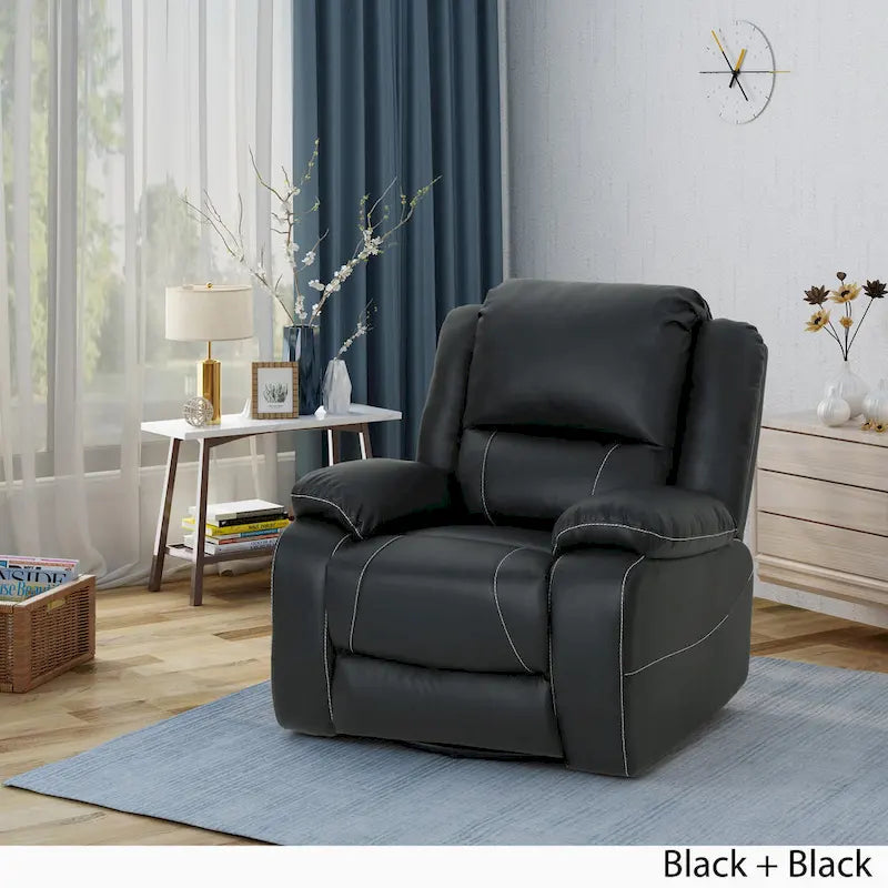 Malic Tufted Faux Leather Swivel Recliner by