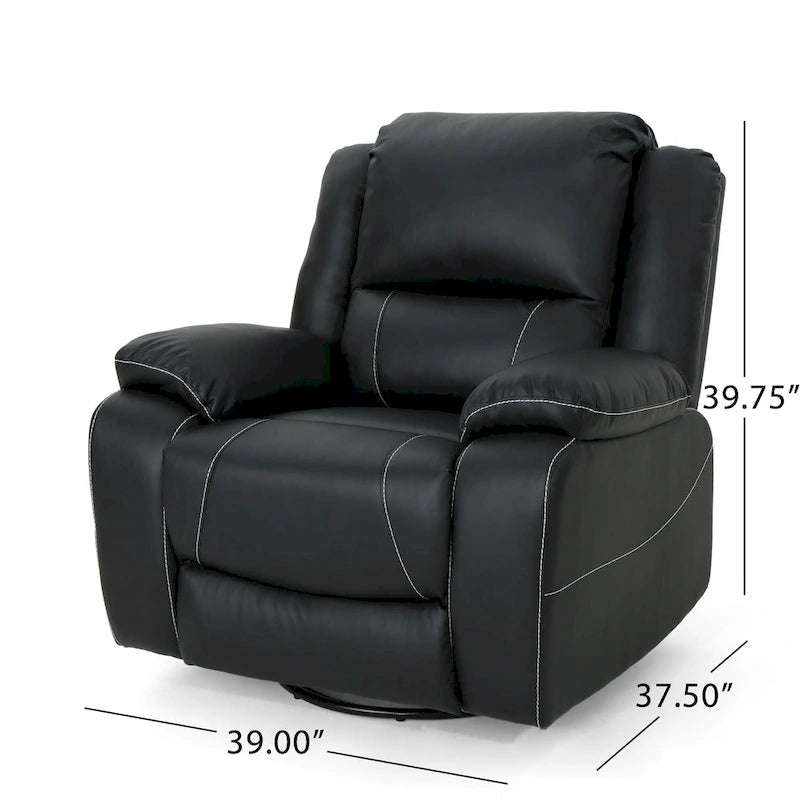 Malic Tufted Faux Leather Swivel Recliner by