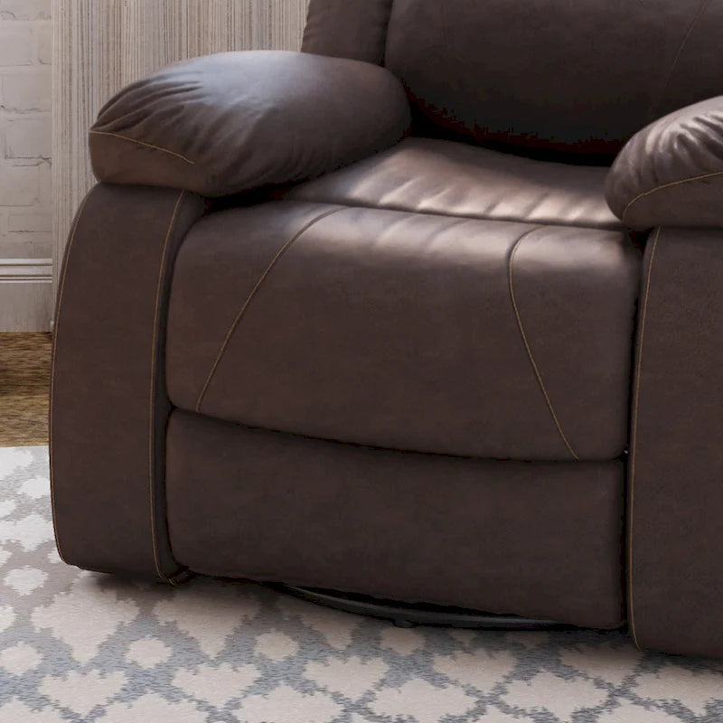Malic Tufted Faux Leather Swivel Recliner by