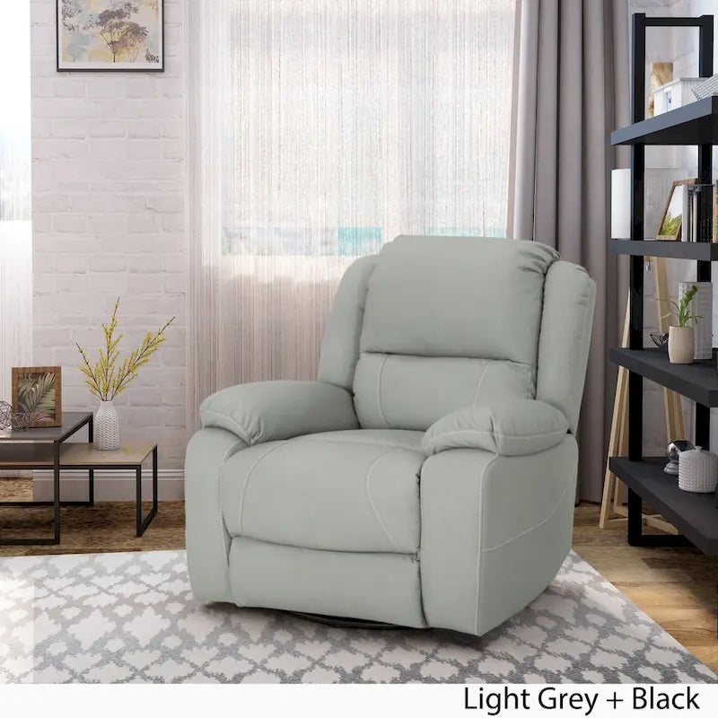 Malic Tufted Faux Leather Swivel Recliner by