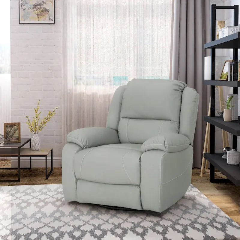 Malic Tufted Faux Leather Swivel Recliner by
