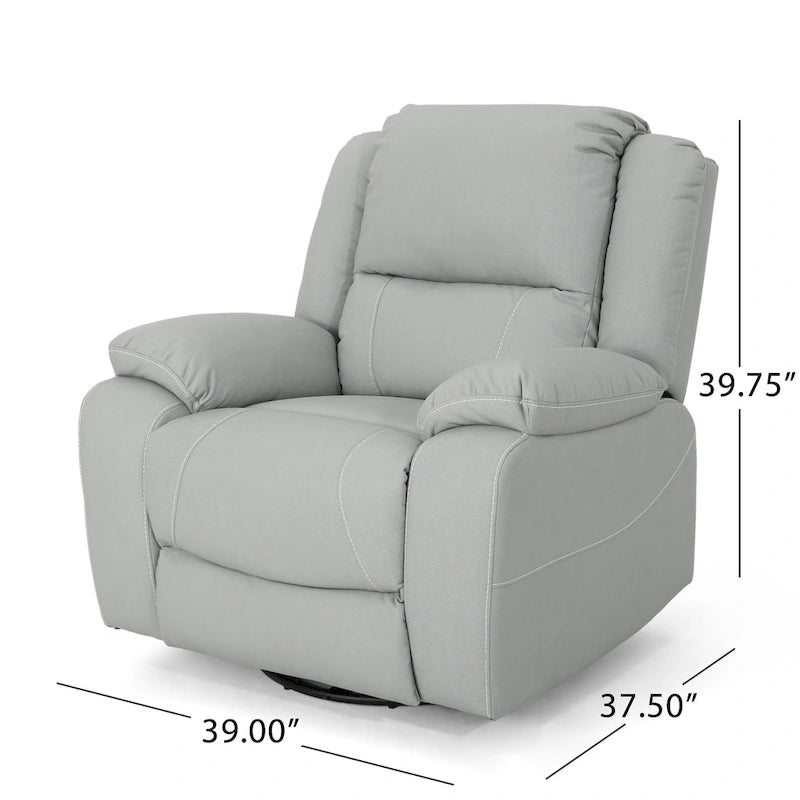 Malic Tufted Faux Leather Swivel Recliner by