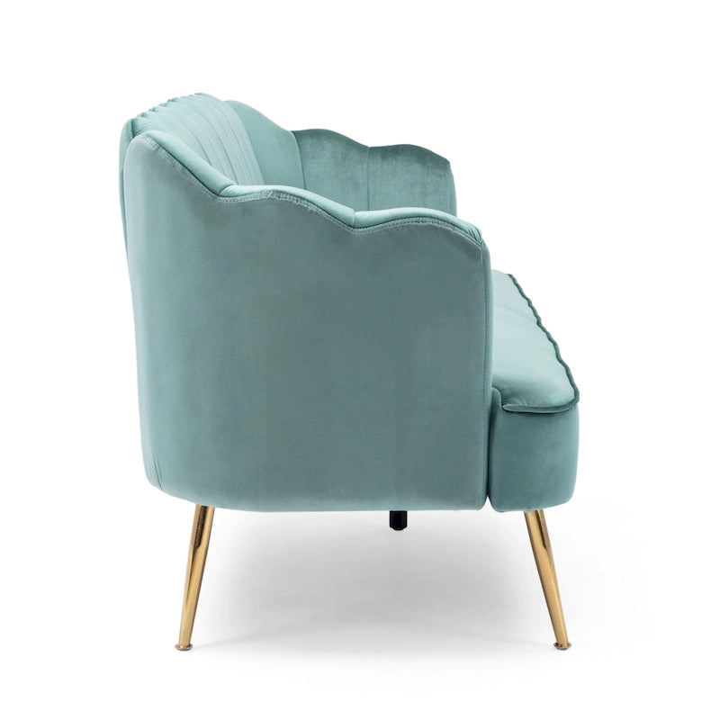 Reitz Glam Velvet Shell 3 Seater Sofa by Christopher Knight Home - 76.25 L x 29.25 W x 33.50 H