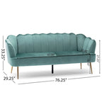 Reitz Glam Velvet Shell 3 Seater Sofa by Christopher Knight Home - 76.25 L x 29.25 W x 33.50 H