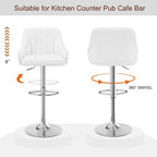 Adjustable Armless Swivel PU Leather Bar Stools Chrome Air Lift Counter Height Stools Set of 4