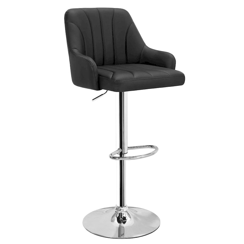 Adjustable Armless Swivel PU Leather Bar Stools Chrome Air Lift Counter Height Stools Set of 4