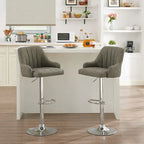 Adjustable Armless Swivel PU Leather Bar Stools Chrome Air Lift Counter Height Stools Set of 4