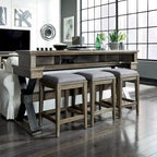 Sonoma Road Weathered Beaten Bark Antique Pewter Metal Upholstered Console Stool - 17x17x26