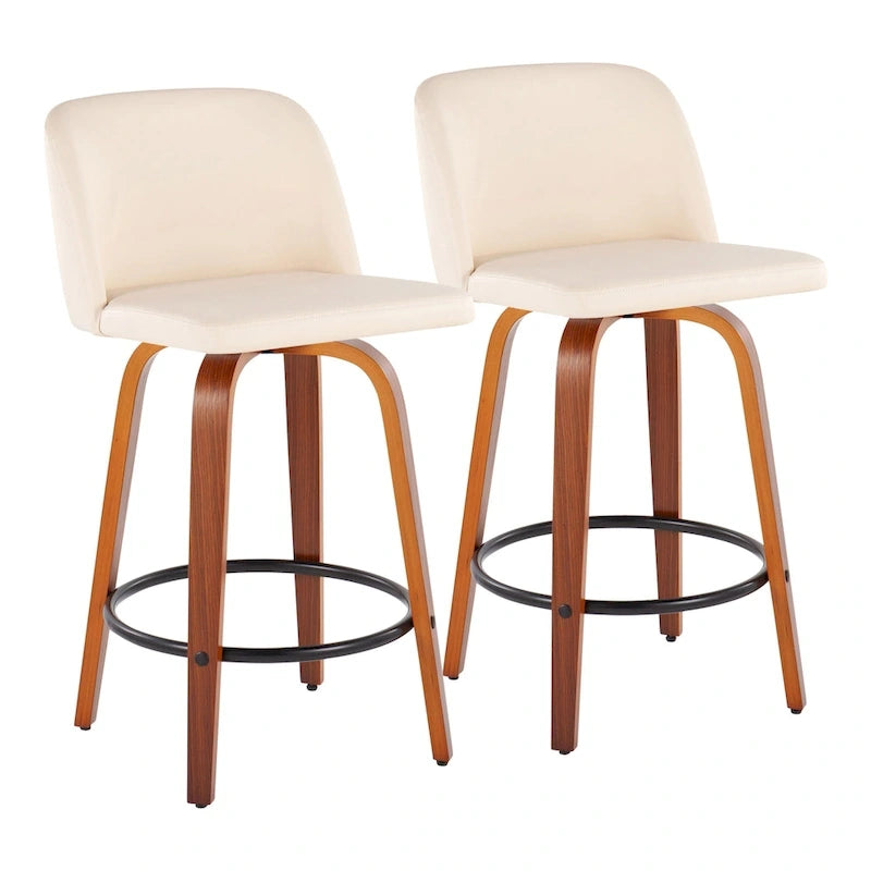 Vallberga 26 Counter Stool with Black Round Footrest (Set of 2)