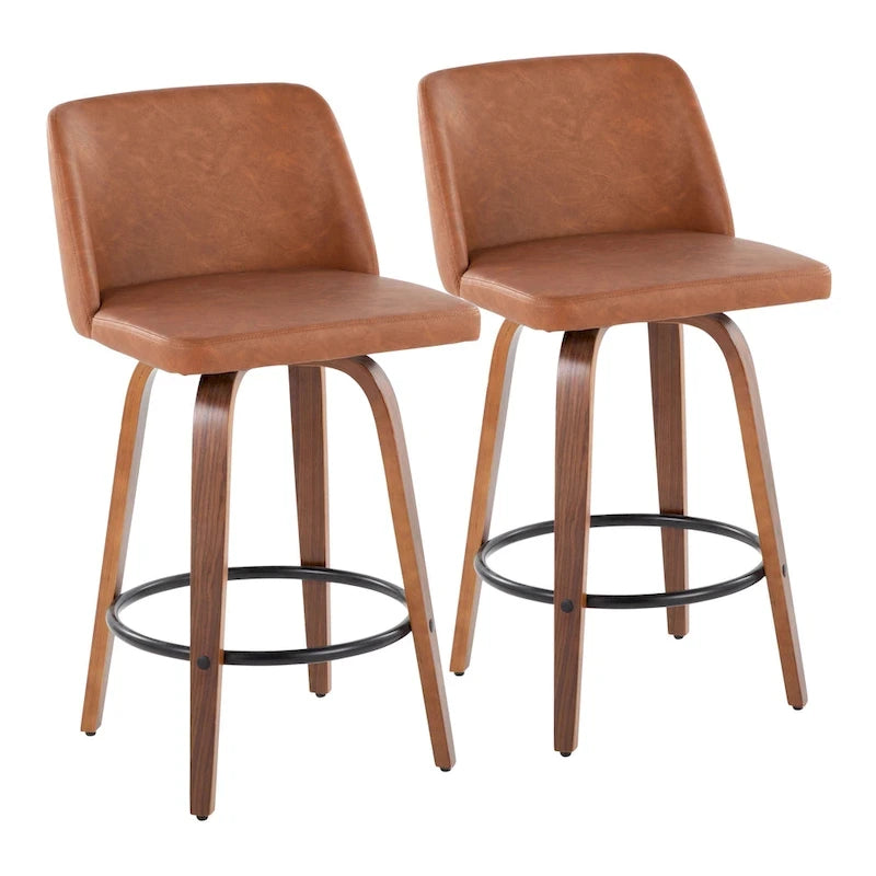 Vallberga 26 Counter Stool with Black Round Footrest (Set of 2)