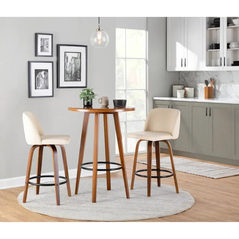 Vallberga 26 Counter Stool with Black Round Footrest (Set of 2)