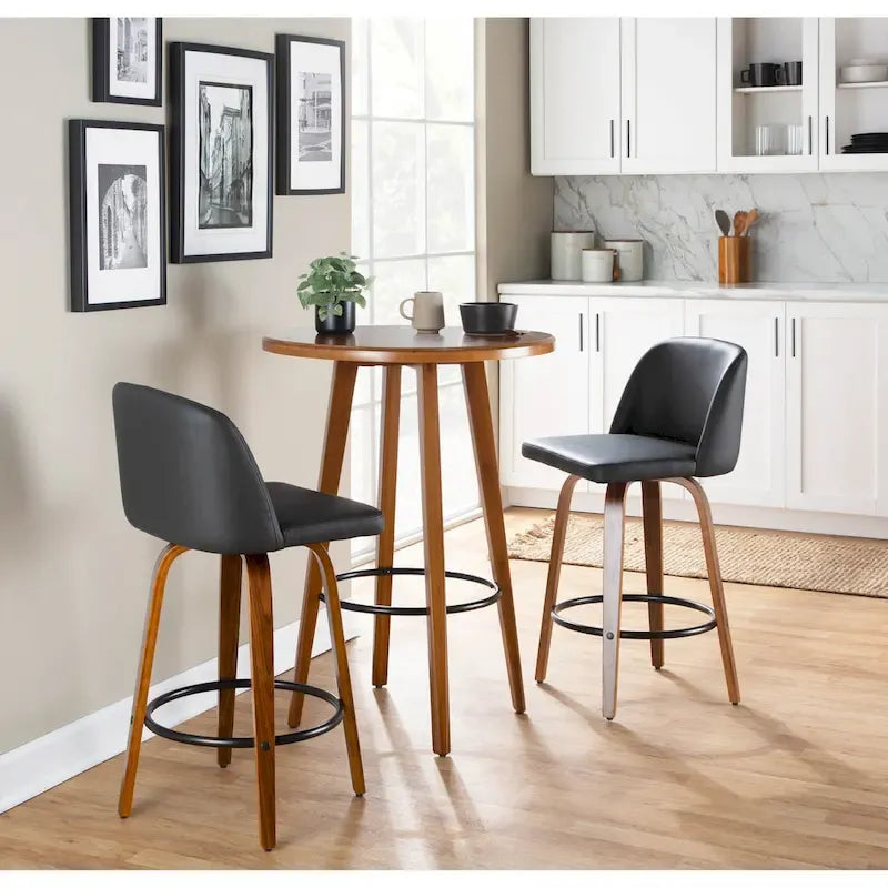 Vallberga 26 Counter Stool with Black Round Footrest (Set of 2)