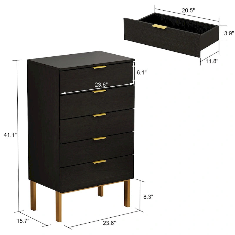 5 Drawer Dresser Storage Tower, Organizer Unit for Bedroom,Chest