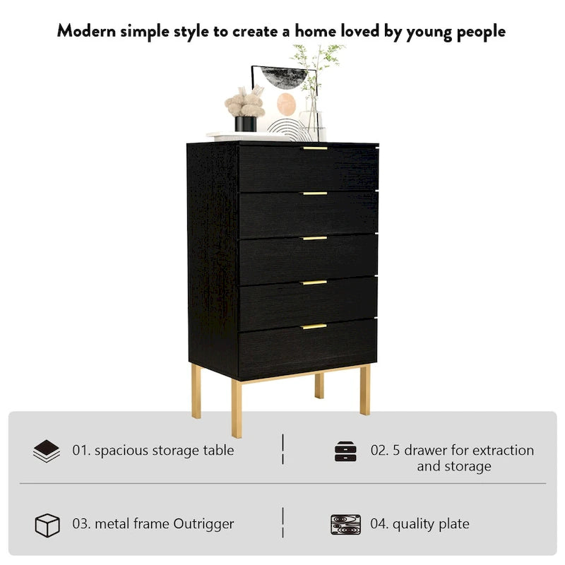 5 Drawer Dresser Storage Tower, Organizer Unit for Bedroom,Chest