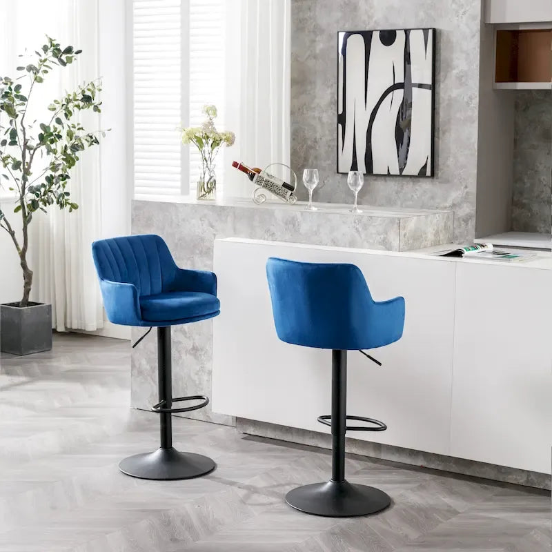 Set of 2 Adjustable Counter Height Bar Chairs for Kitchen