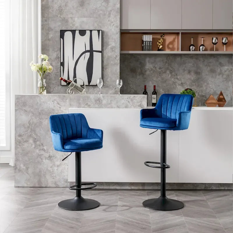 Set of 2 Adjustable Counter Height Bar Chairs for Kitchen